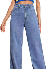 High Rise Loose Baggy Boyfriend Jeans - Wide Leg Denim - EITRAM