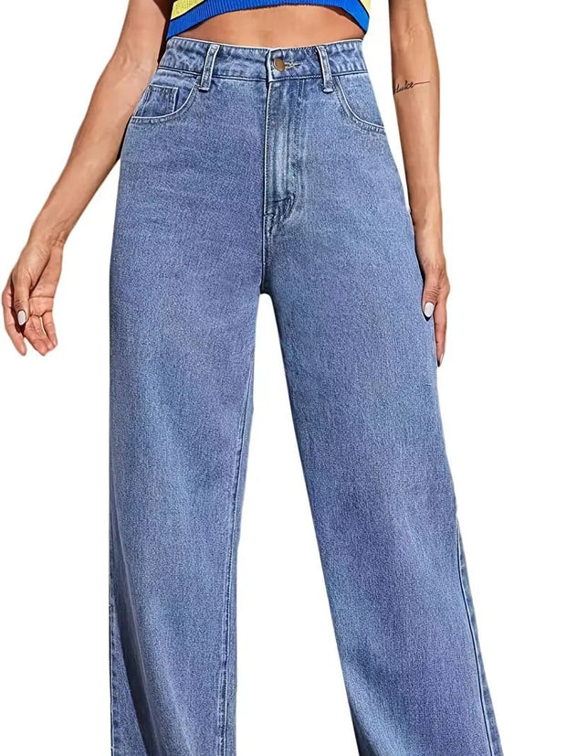 High Rise Loose Baggy Boyfriend Jeans - Wide Leg Denim - EITRAM