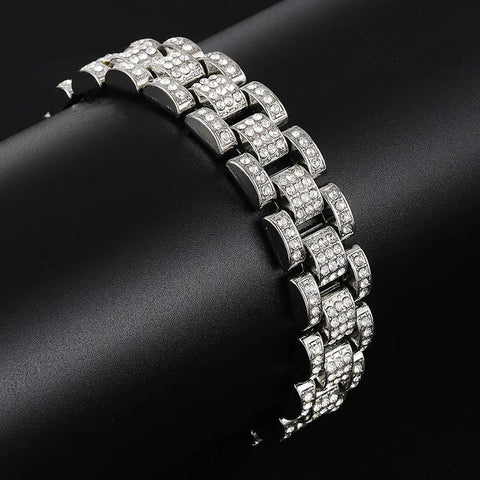Hip Hop Cuban Chain Diamond Watch Band (EU/US Style) - EITRAM